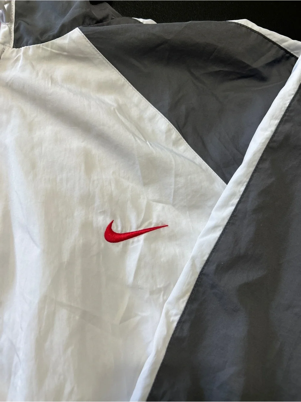 Nike Colorblock Full Zip Windbreaker Jacket Red Hood Embroidered Swoosh